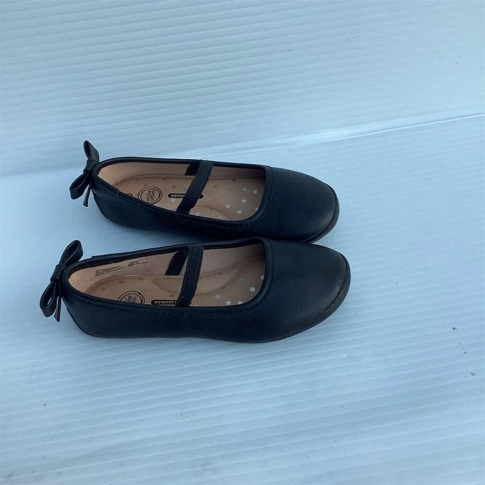 Wonder Nation Girls Black Bow Ballet Flats Casual Dress‎ Shoes